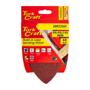 SANDING TRIANGLE 60 GRIT 140 X 140 X 98MM 5/PACK W/H HOOK AND LOOP