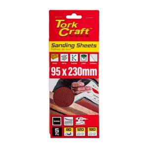 SANDING SHEET ORB 95 X 230MM 80GR HOOK AND LOOP NO HOLES 5/PK