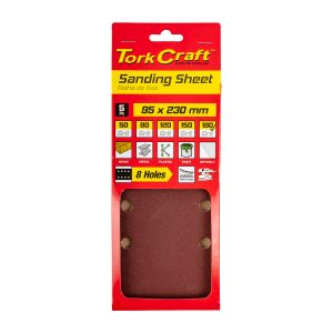SANDING SHEET ORB 95 X 230MM 180GR PLAIN WITH 8 HOLES 5/PK