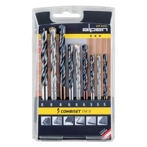 WOOD-STEEL-MASONRY DRILL BIT SET 9 PIECE 5 6-8