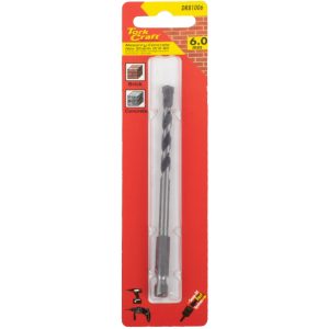 DRILL BIT MASONRY/CONCRETE 6.0MM HEX SHANK 1/CARD