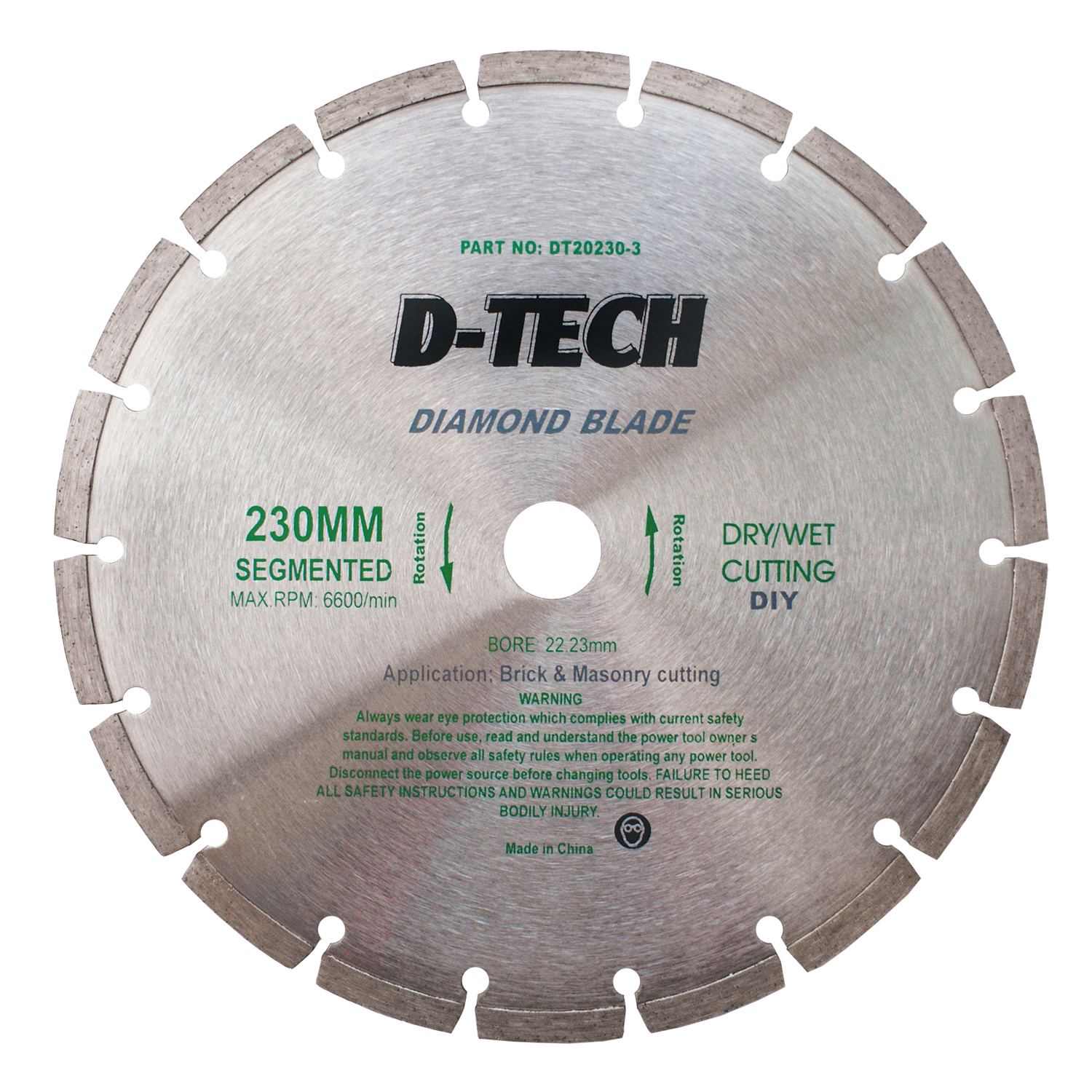 DIAMOND BLADE SEGMENTED STD. 230X22,23MM CONCRETE/CEMENT/CLAY BRICK