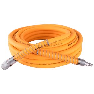 FLEX AIR HOSE KIT 10MM X 10M ORANGE W/QUICK COUPLER & CONNECTOR YOHKO