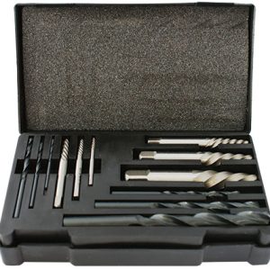 SCREW EXTRACTOR SET 12 PCE WITH DRILL BITS FOR M3 - M24 SCREWS / STUDS