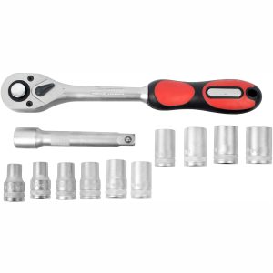 SOCKET & RATCHET SET 12PC 10-22MM 1/2' DRIVE 12 CRV 12 POINT