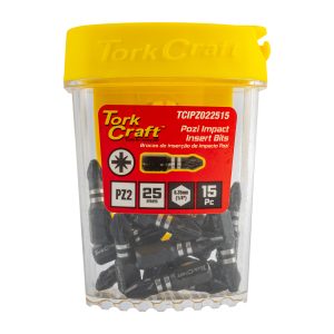 IMPACT POZI.2 X 25MM INSERT BIT 15PC TIC TAC CASE PZ2